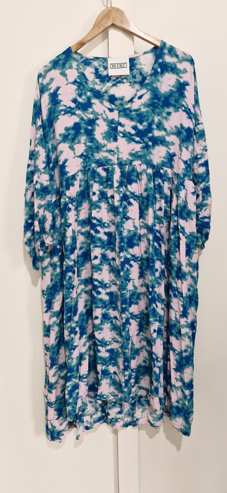 SHE STREET Colourful Print Boho Dress Pink Green Blue Tie Dye Size L One Size