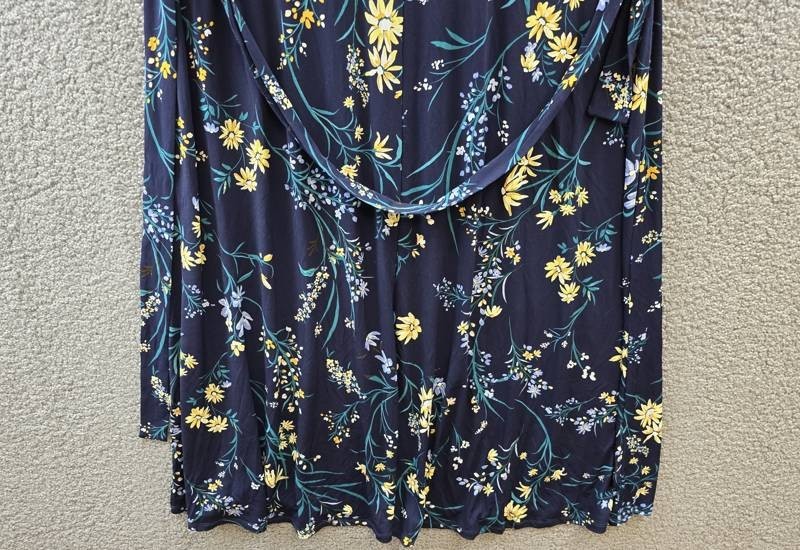 Sam & Jess Printed V-Neck Tie-Waist Midi Dress Women’s XL Navy Multi Pullover