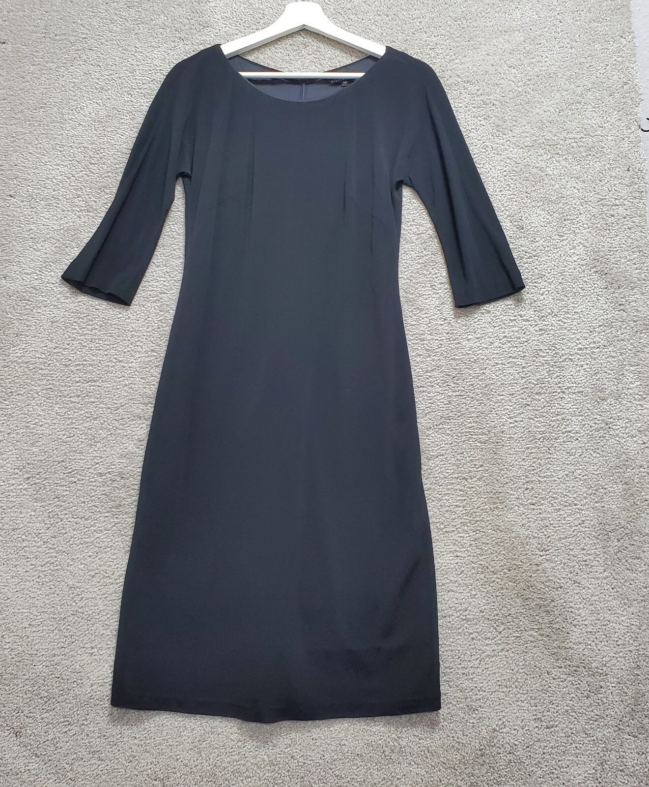 Maria Bianca Nero Shift Dress Womens Medium Black Round Neck 3/4 Sleeve Pullover