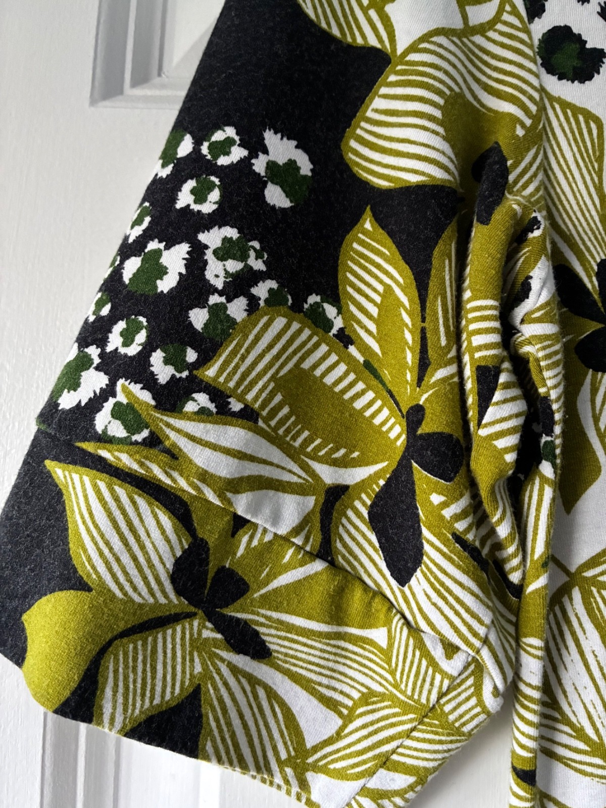 Joe Browns Chartreuse Green Leaf Print Jersey Shirt Dress Size 8 Button Front