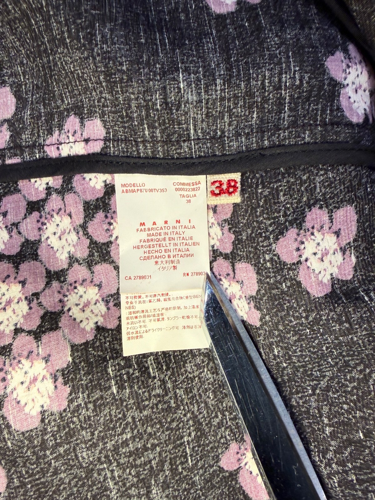 2014 MARNI Cherry Blossom Print Viscose Linen Deep V-Neck Sun Dress SIZE IT38 S
