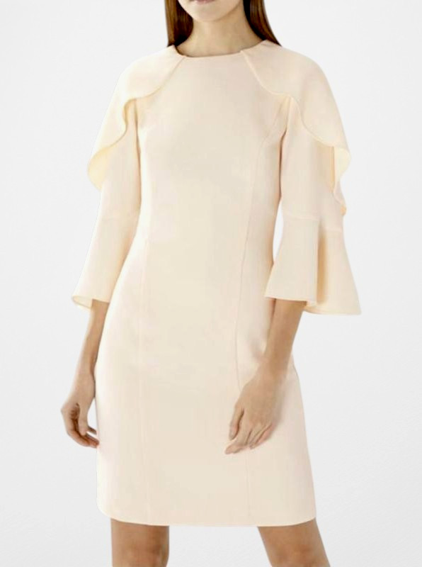 COAST Tori Ruffle Tunic Shift Dress Beige UK 14 NWT Wedding Guest Race Occasion