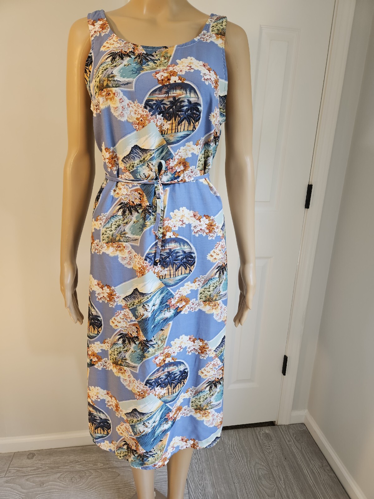 Piccalino Sleeveless Hawaiian Print Vintage Dress Petite Medium