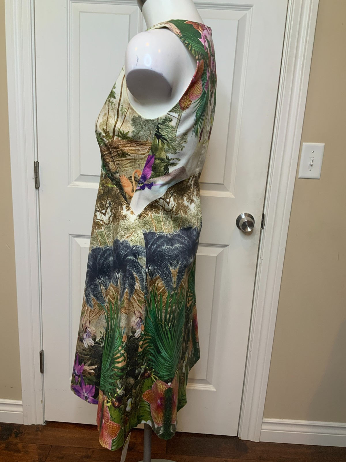 Beatrice B Jungle Print Sleeveless Fit & Flare Dress, Size Small