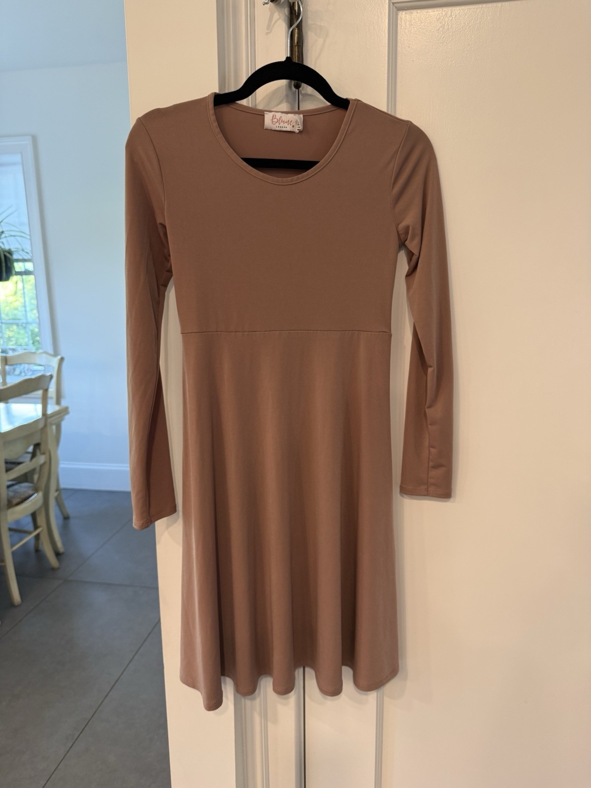 Blume London Blush Pink Solid Maternity US 4 A-Line Scoop Neck Dress FL481 Knit