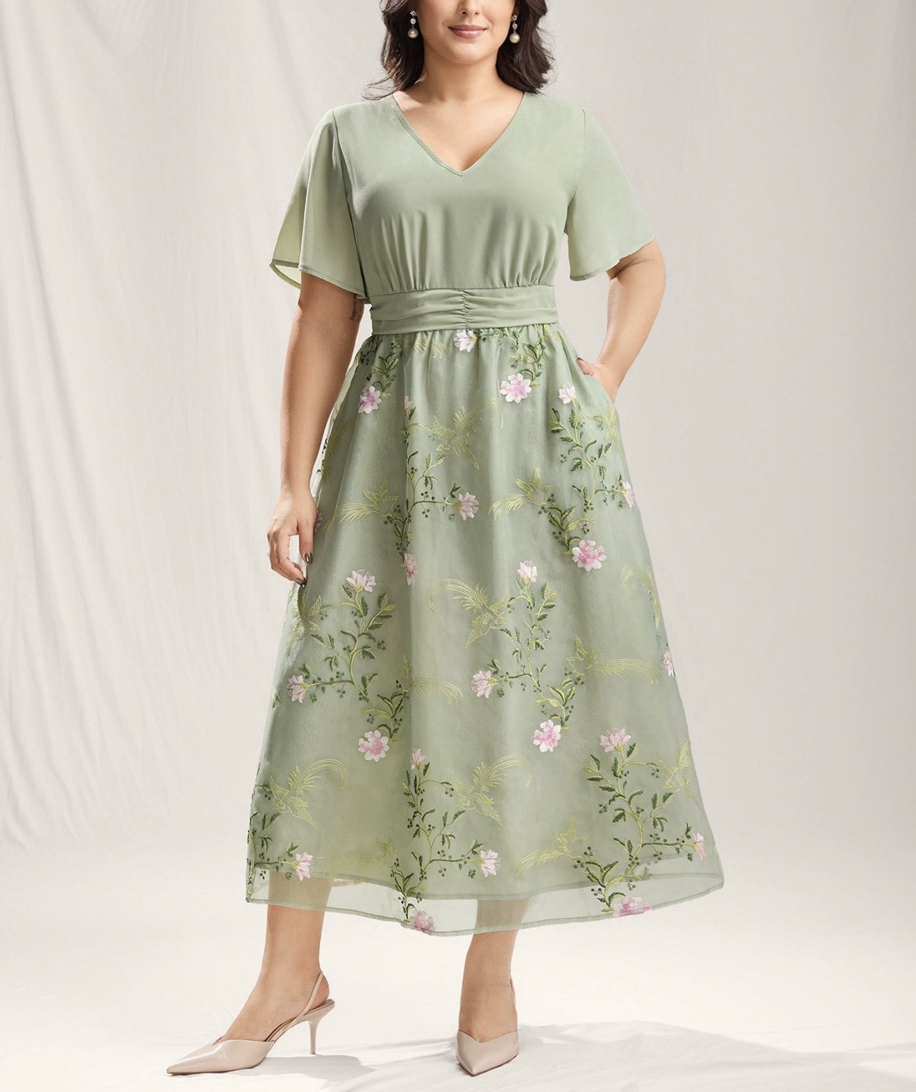 NWT Sz 30/6X BloomChic Floral Print Spliced Pockets Maxi Dress
