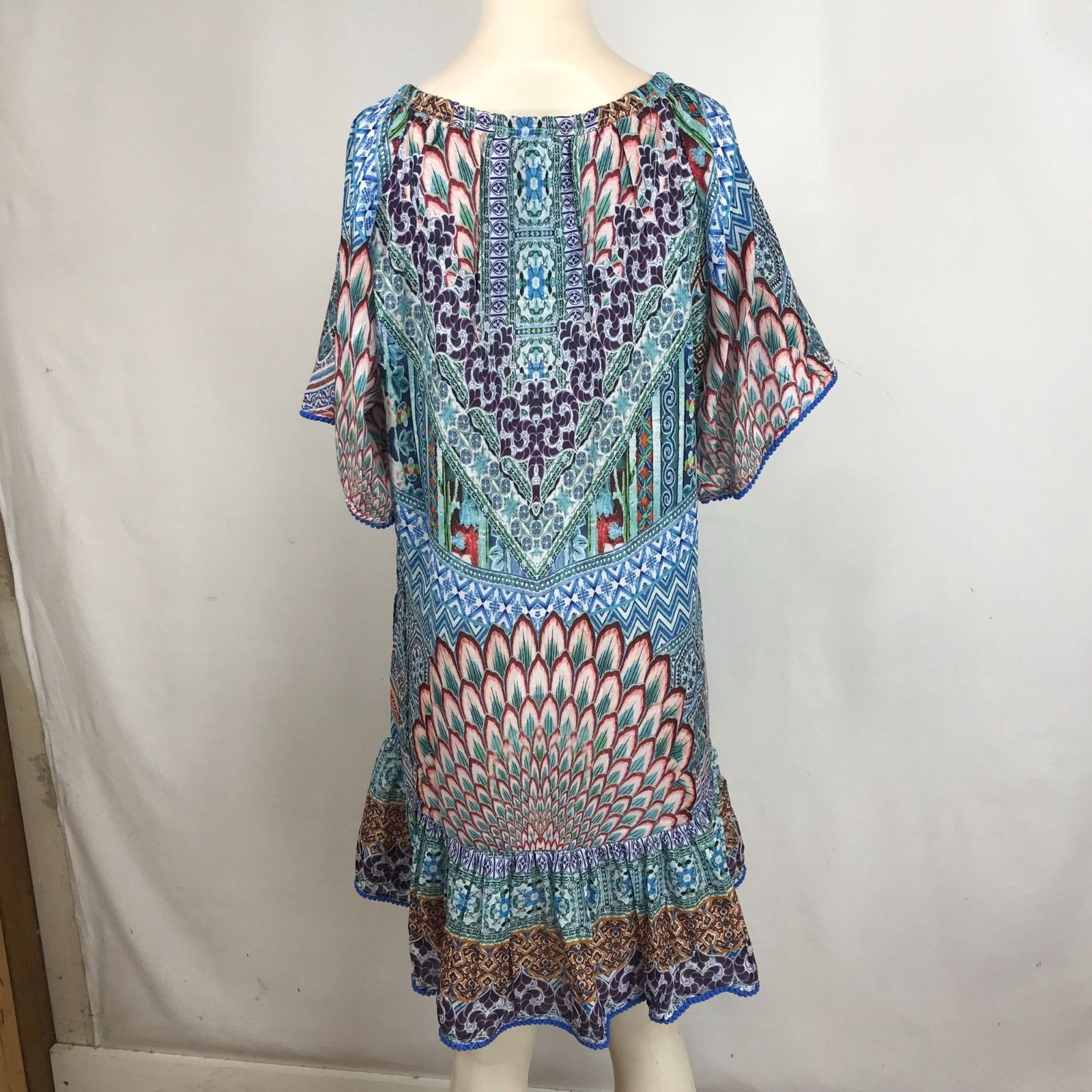 SAKKAS – WOMENS’ ONE SIZE -MULTICOLOR 100% POLYESTER RUFFLE DRESS/COVER UP