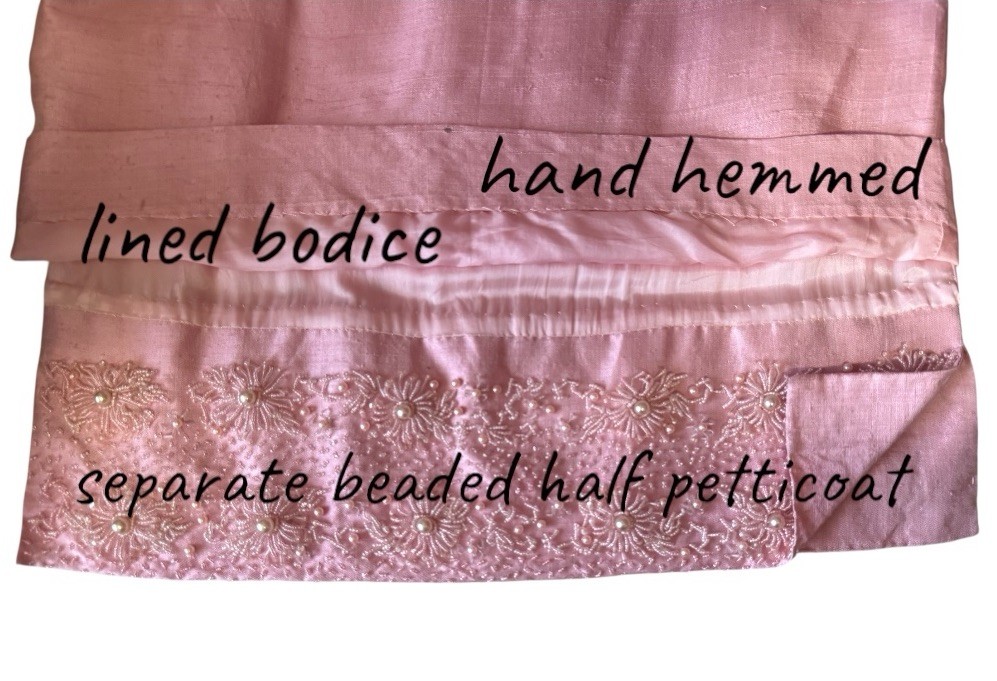 Vintage Pink Hand Beaded Cocktail Dress | Pearls Silk | 60’s Jackie O Glam