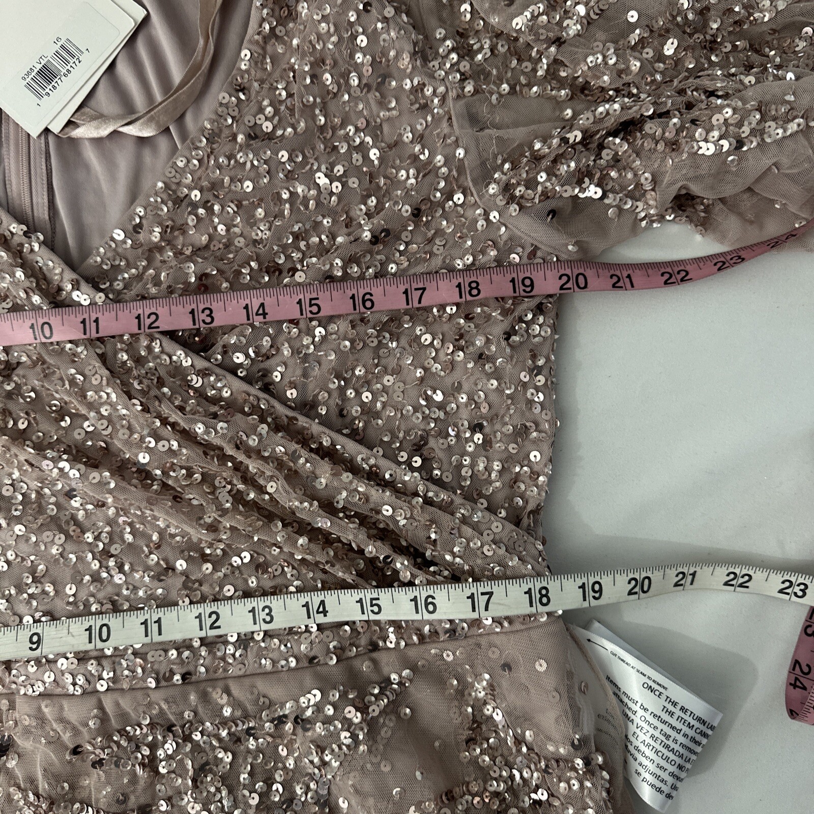 NWT $498 Mac Duggal [ 14 ] Sequined Butterfly Sleeve High Low Gown Lilac #G1932