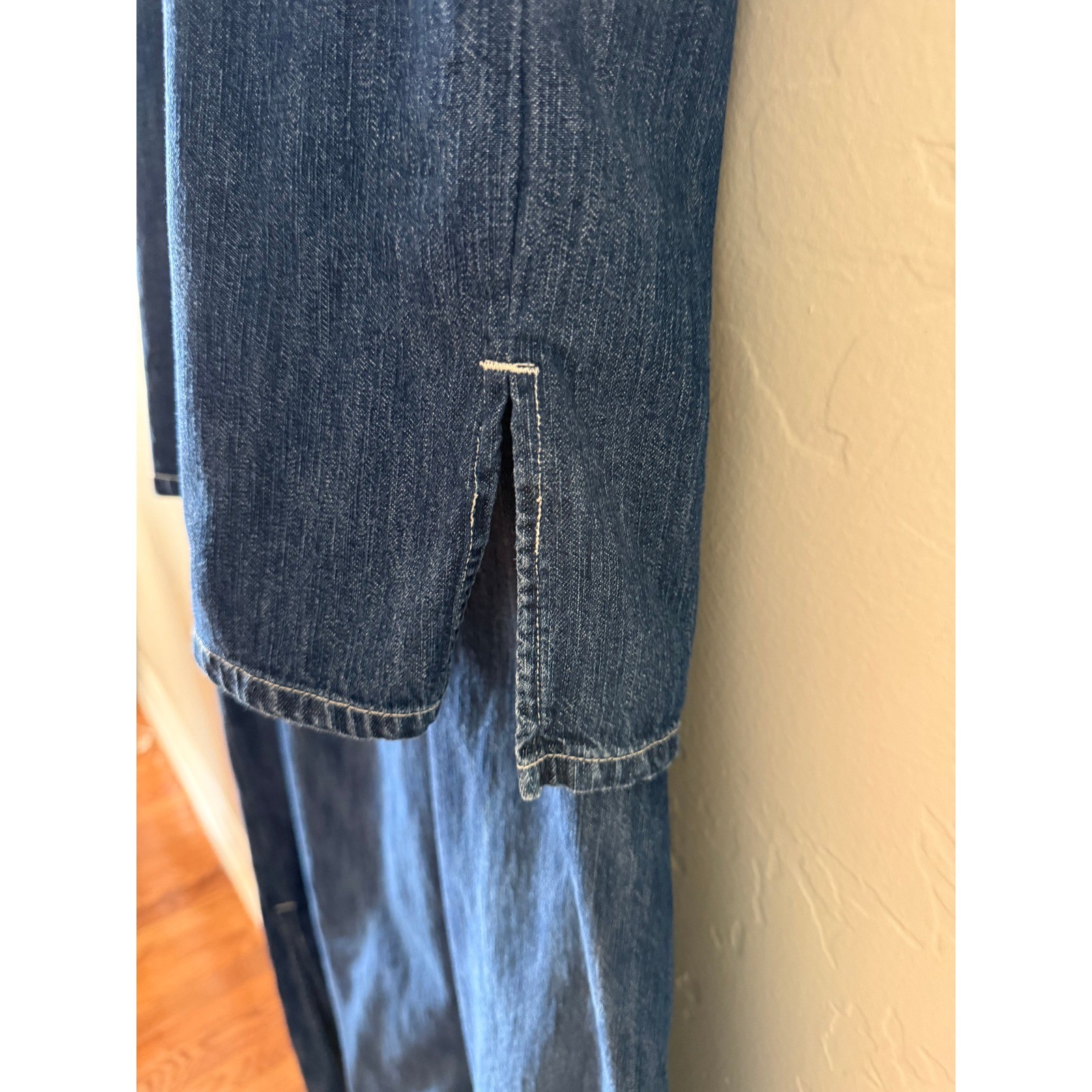 Studio Ease Denim Dress Jacket Set Size 16 Embroidered Floral 2 Piece Blue