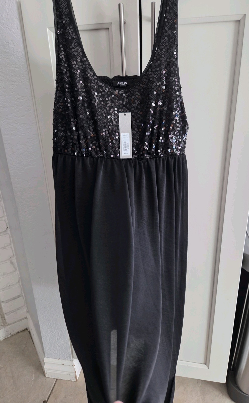 NWT Apt. 9 Women’s Baby Doll Sequence Black Dress Large, Fully Lined, Sleeveless