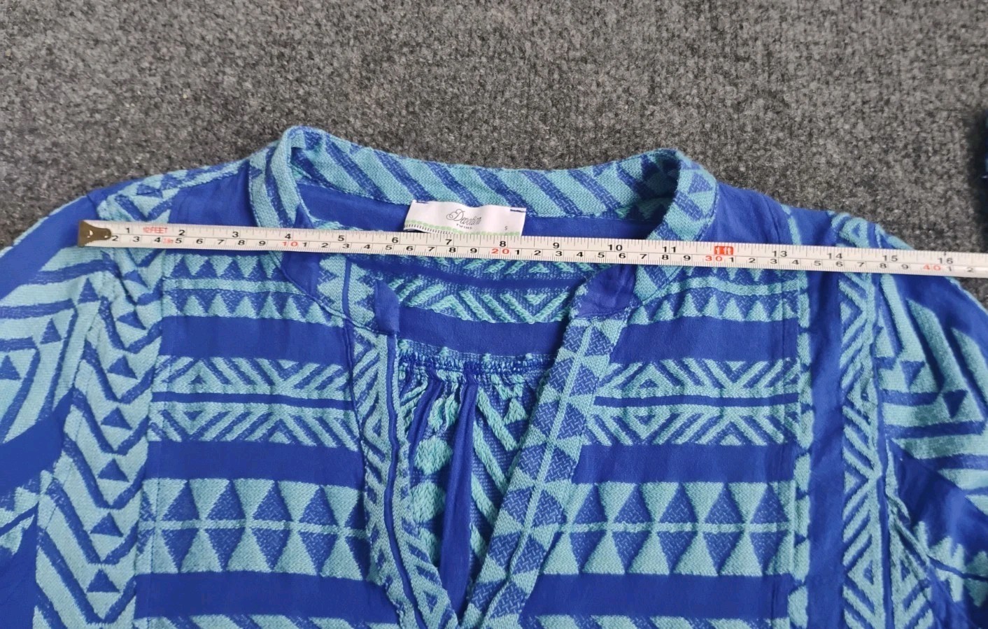 Devotion Twins Ella Dress Geometric Embroidered Blue Mini Small Excellent!