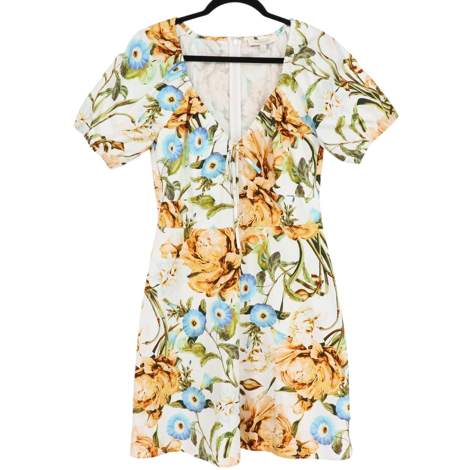 Favorite Daughter The Beloved Mini Dress Floral Print Womens Size 8 Puff Sleeve