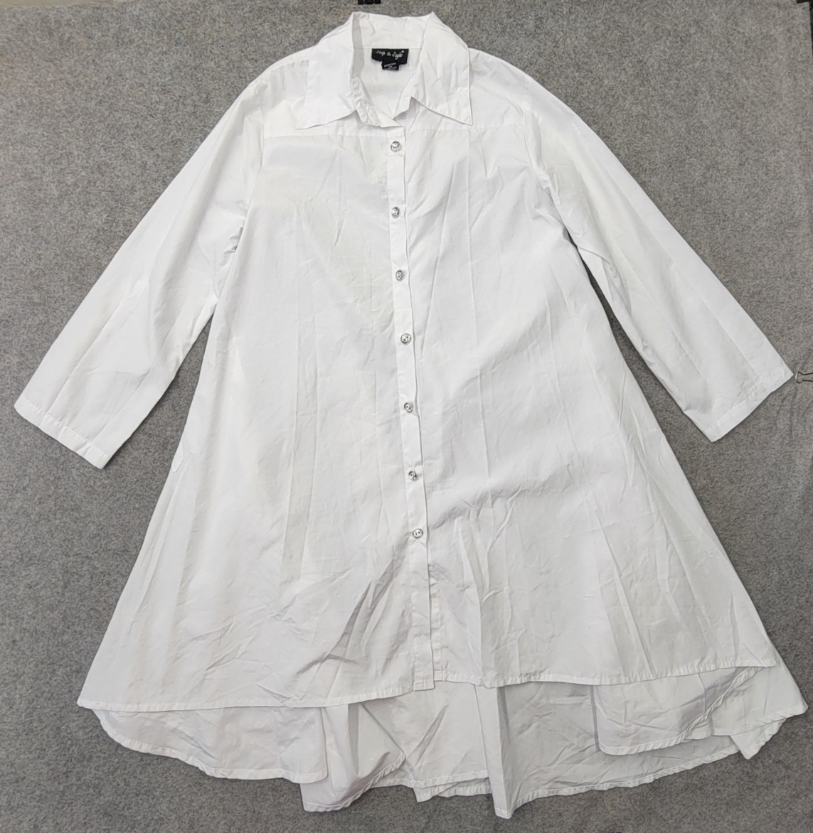 Step In Style Womens White Shirt Dress Size M Longsleeve