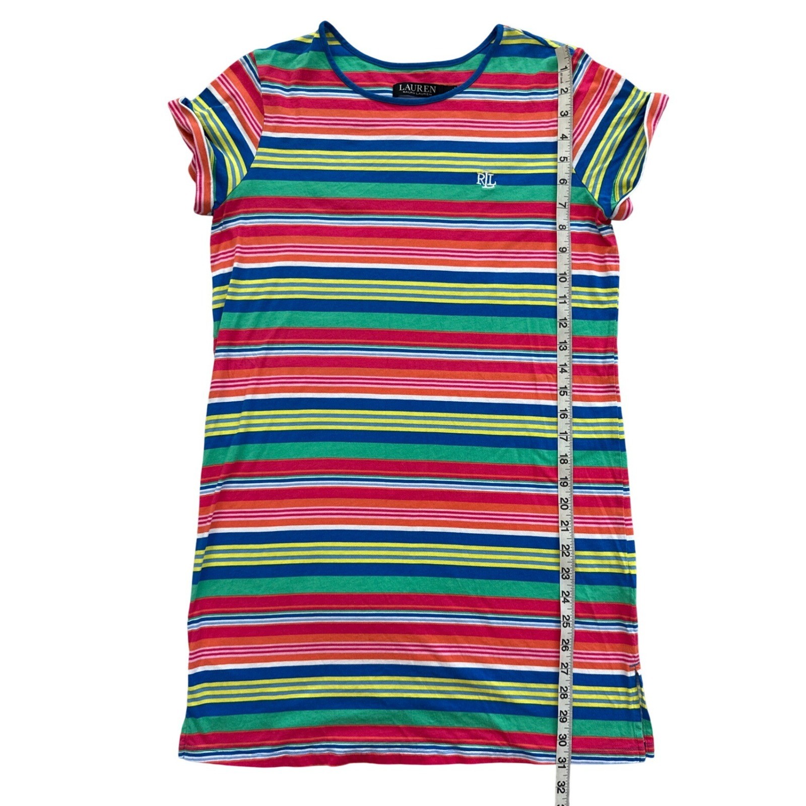 Lauren Ralph Lauren Black Label Striped T-Shirt Dress Monogram S Casual Preppy