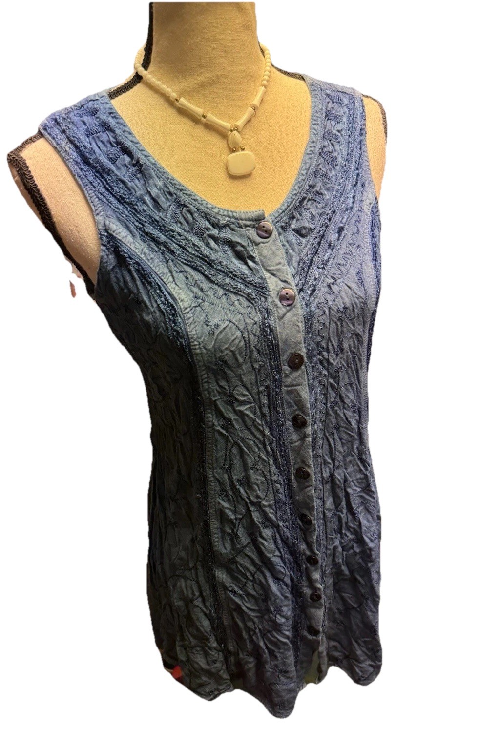Y2K Whimsygoth Vintage My Choice Shift Midi Sleeveless Dress Boho XL Blue