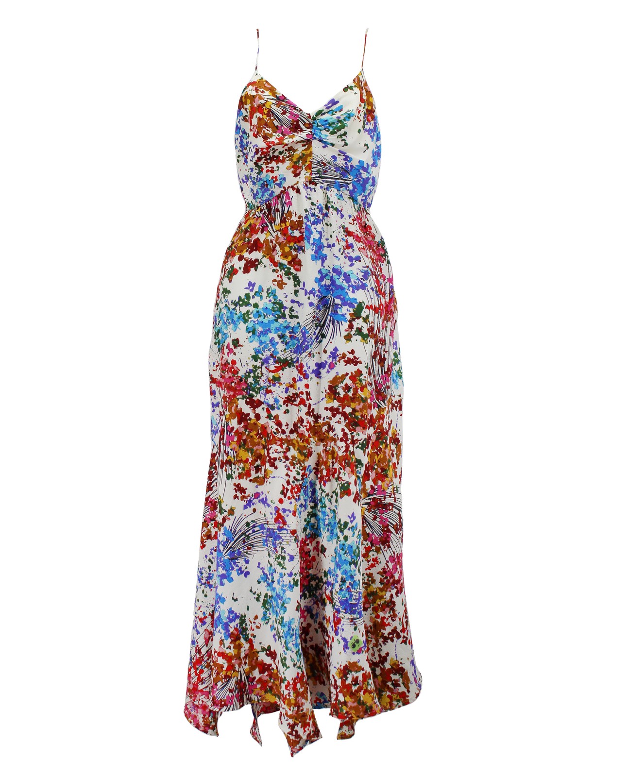 Women’s Beige Floral Strappy Dress High Waist Long Lightweight Maxi Dress 6