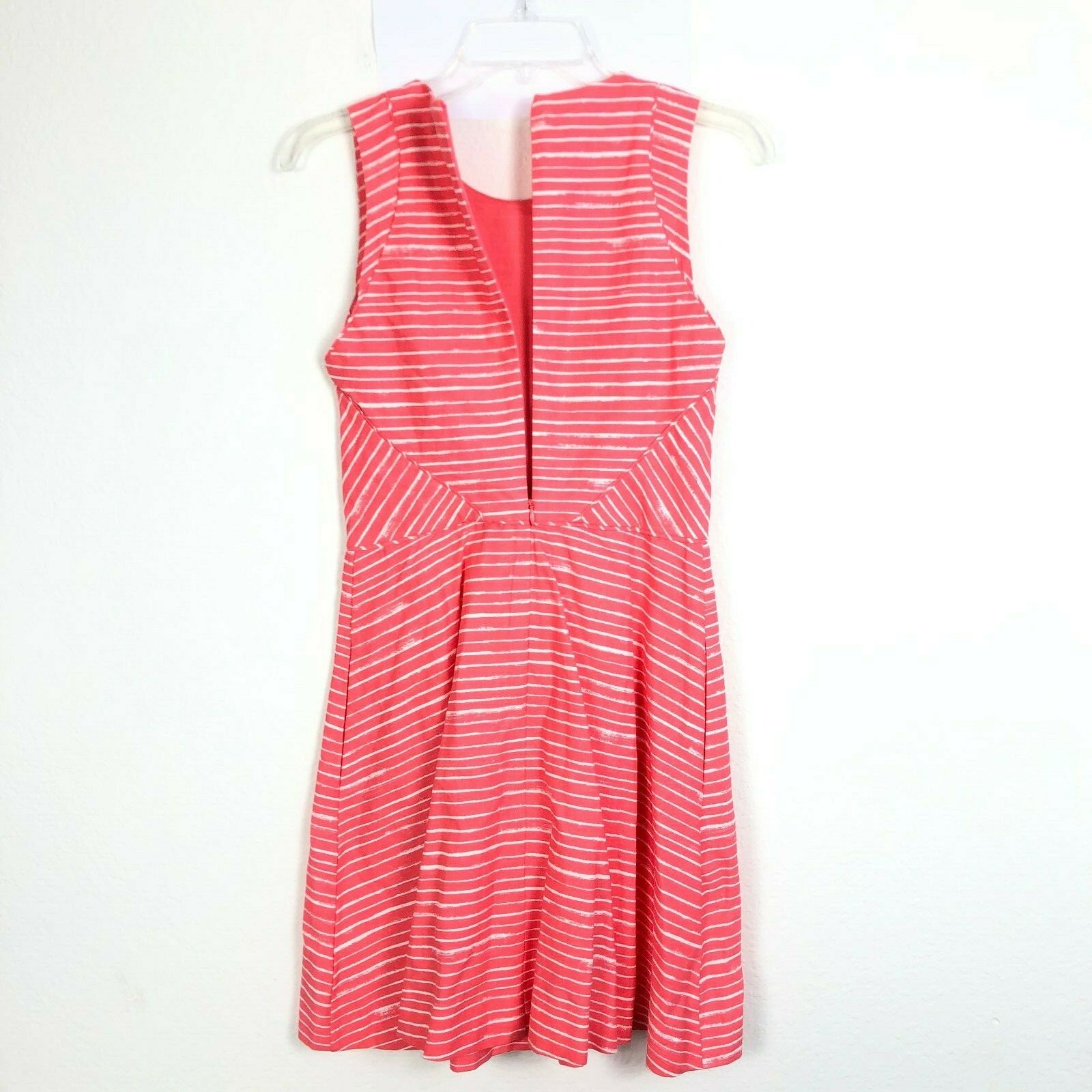 NEW Gap Womens fit & flare inverted pleat stripe dress siz 2 Sleeveless Linen EK