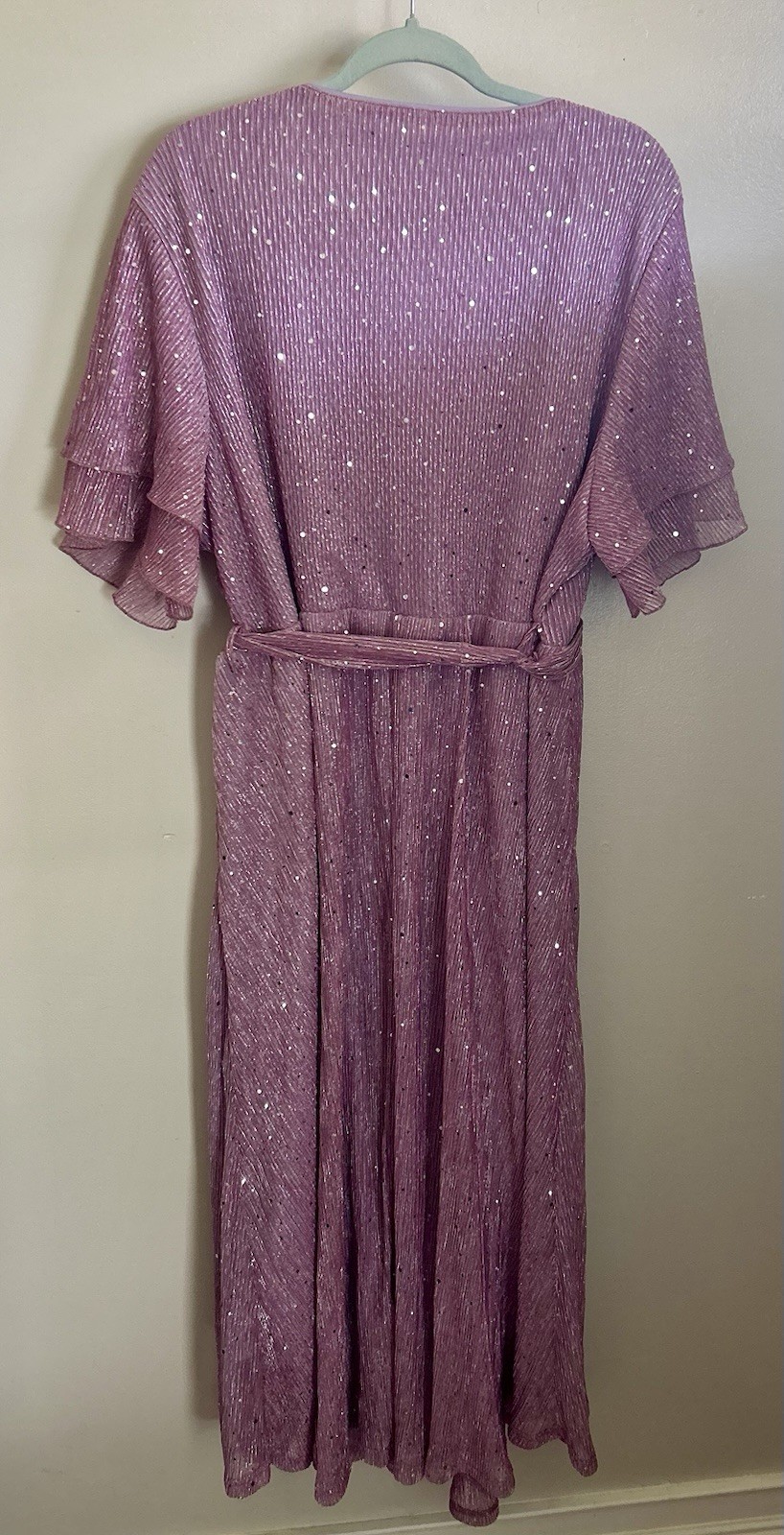 Bloomchic Purple Sequin V-Neck Belted Wrap Maxi Dress Plus US 22-24
