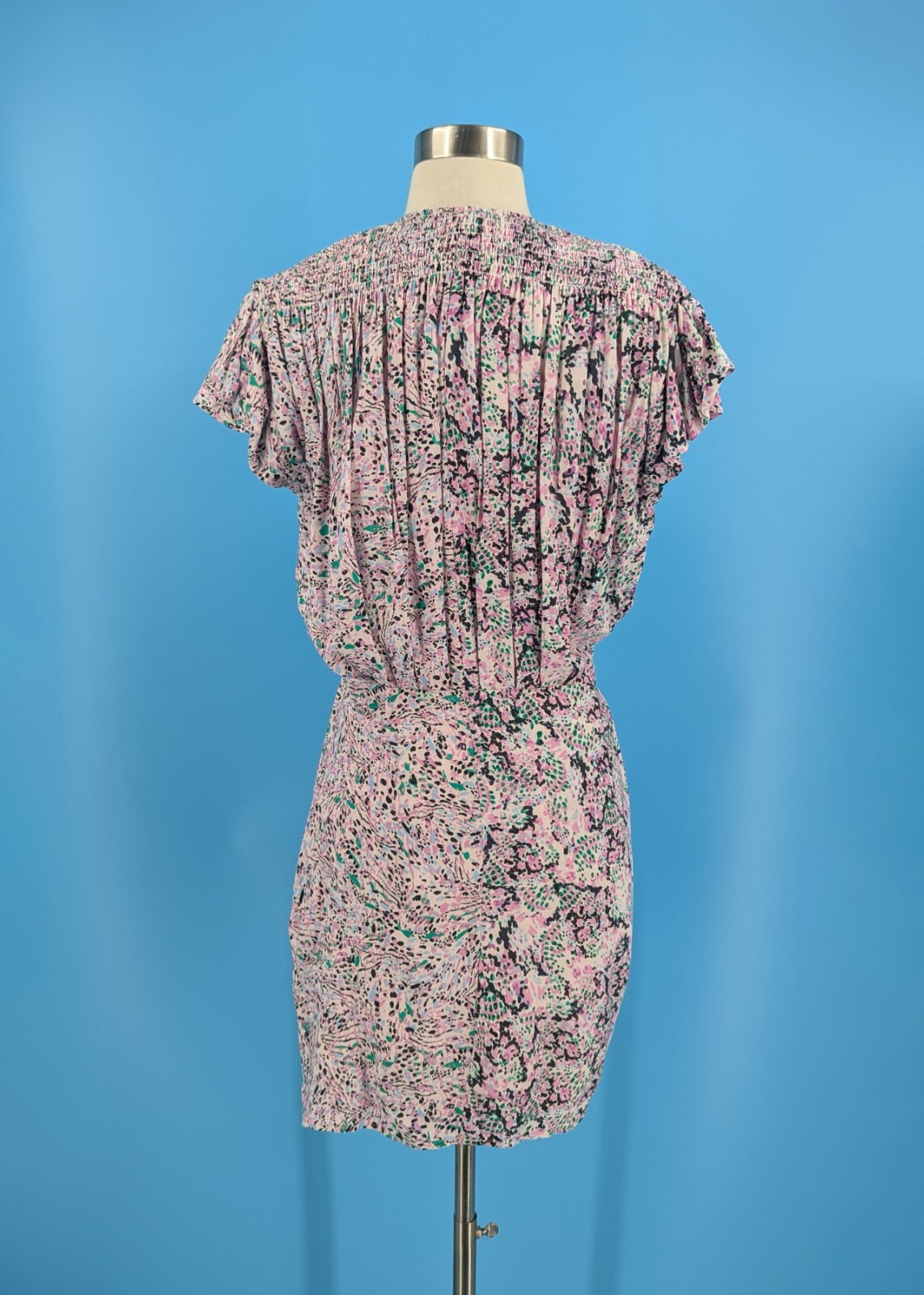 IRO Manza Size 38 Mini Short Sleeve Rayon Print Wrap Dress US size 6