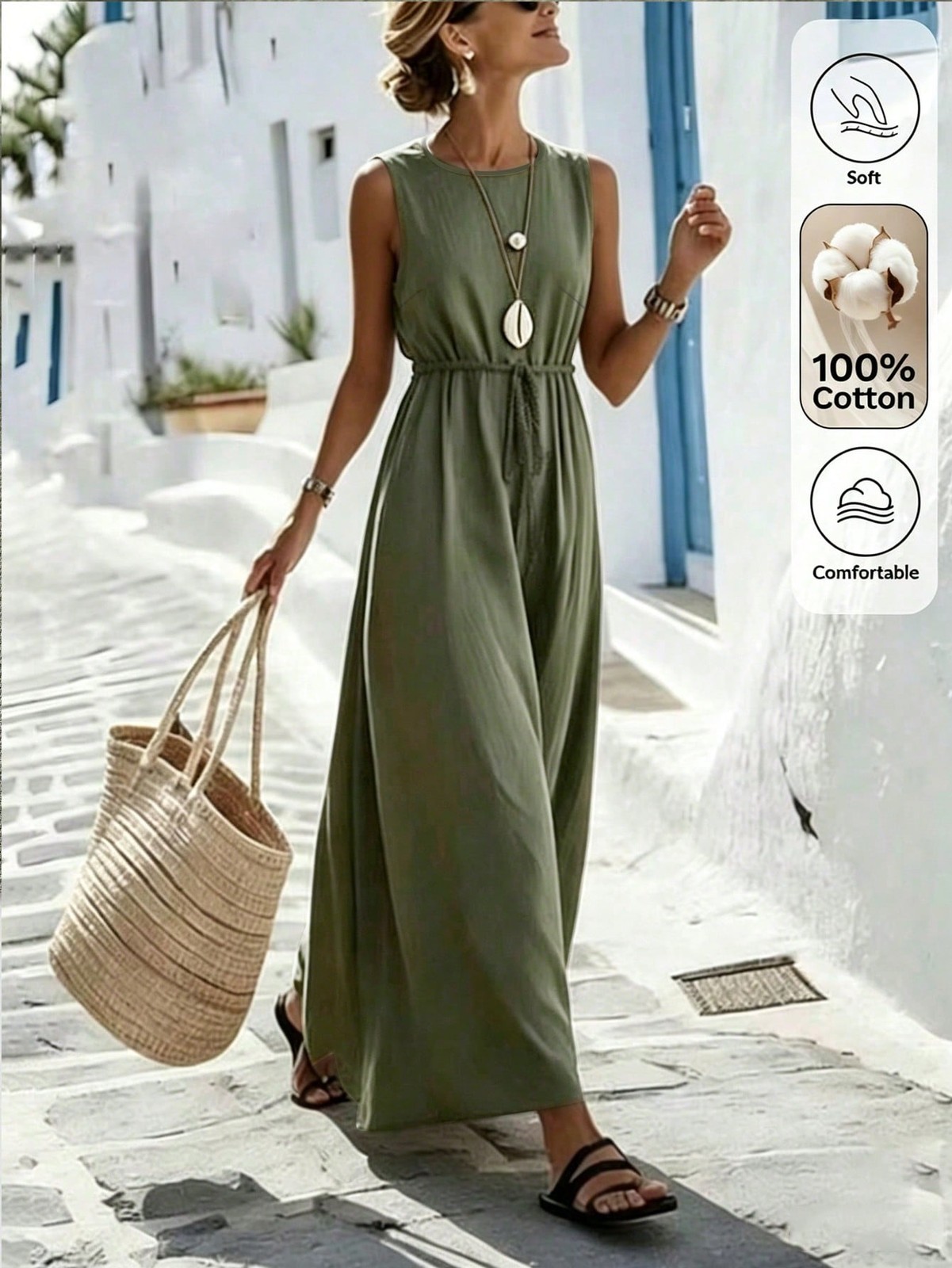 Ladies Camel Knot Long Summer Dress