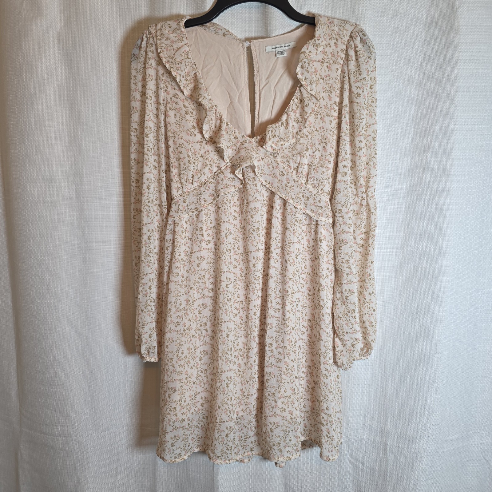 American Eagle Coquette Ruffle Dress Sz Xs Floral Mini Peasant Prairie