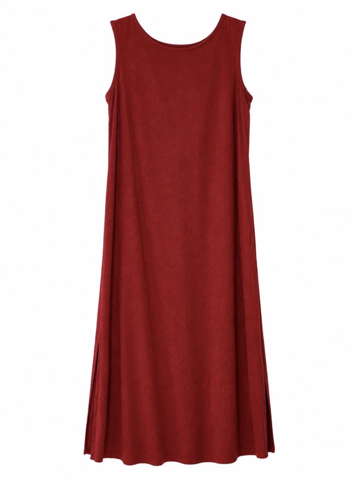 Coldwater Creek Red Linen Rayon Maxi Dress M Sleeveless A Line Dress Resort Y2K