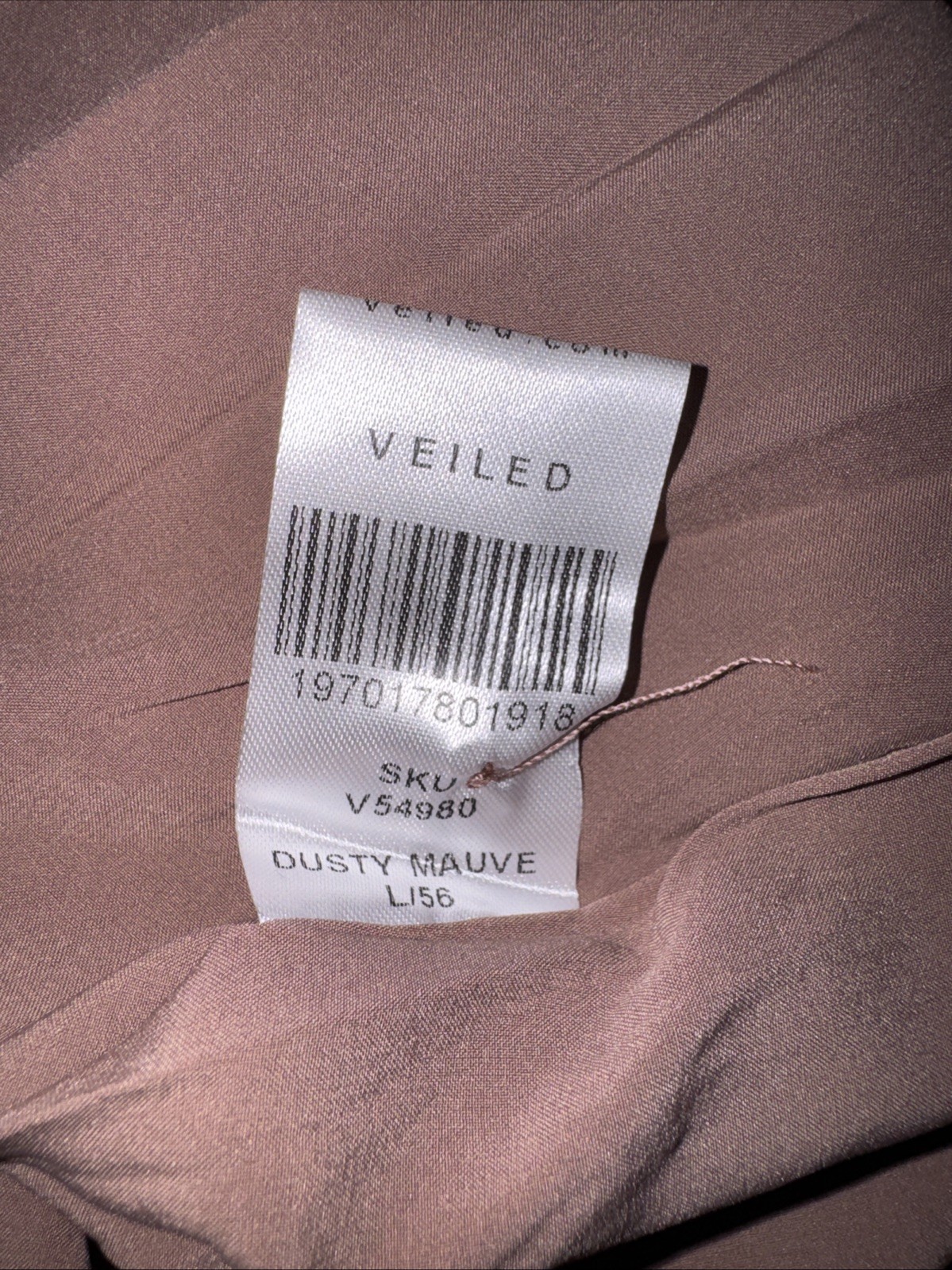 NWT Veiled “Serena Side Tie Modest / Maxi Dress / Dusty Mauve” Size L 56” Long