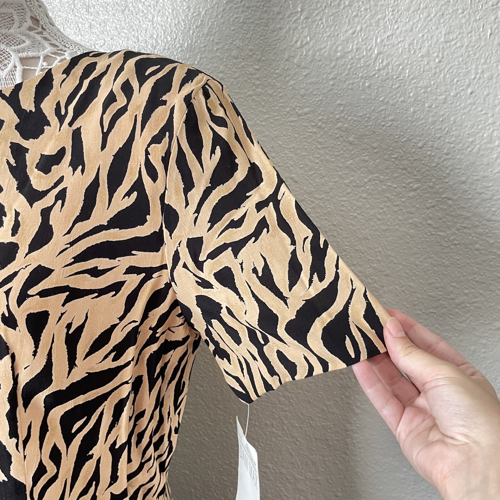 Lois Snyder Dani Max Tiger Office Evening Maxi Dress 90s 80s Vintage Modest 12