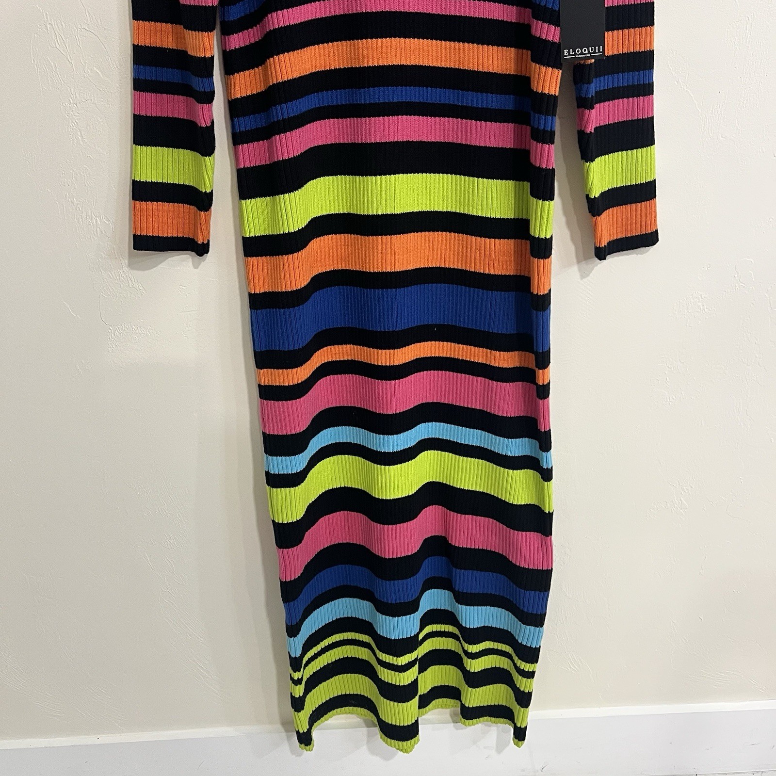 Eloquii Variegated Stripe Open Back Maxi Dress NWT Colorblock Size 22/24