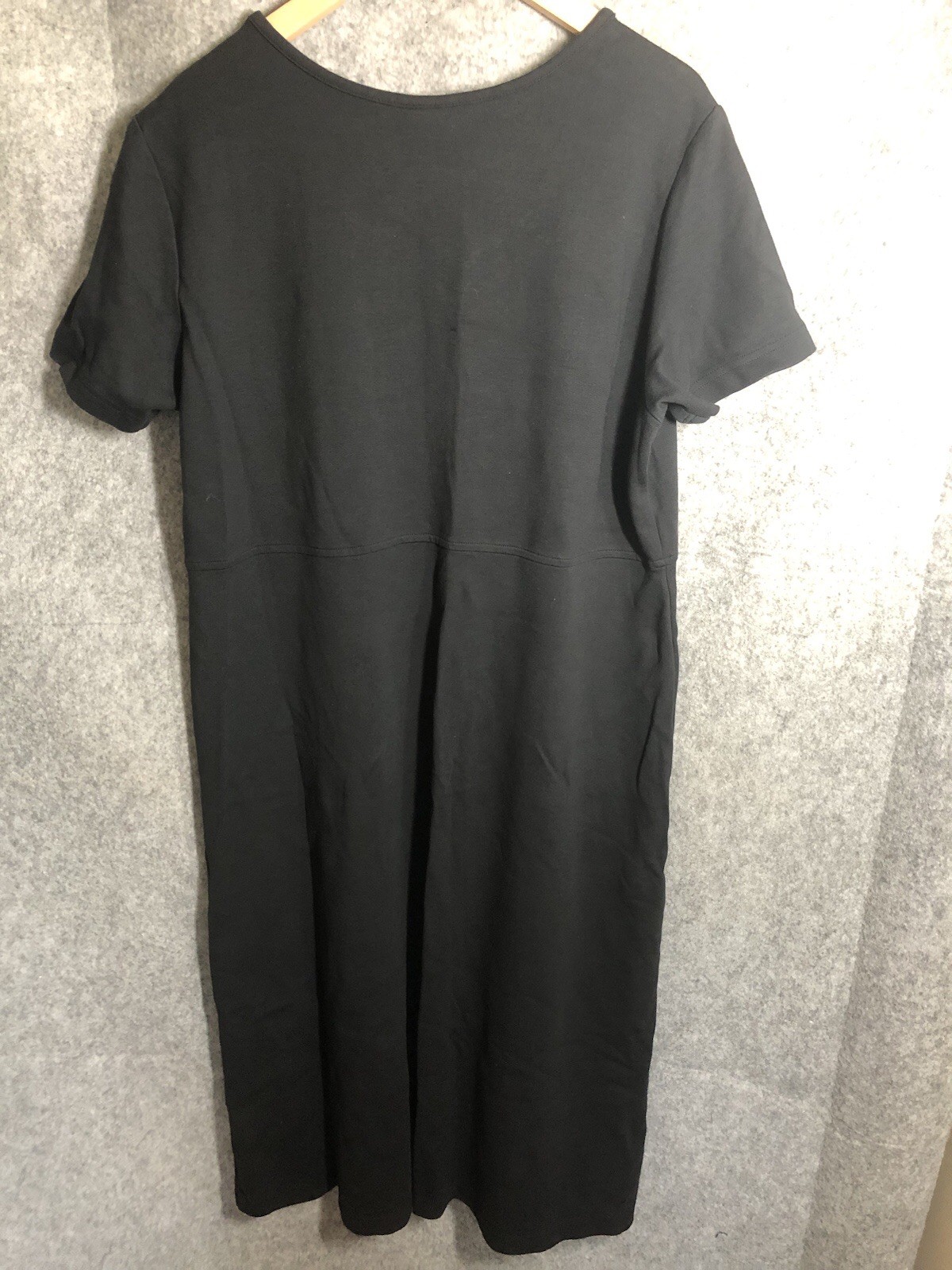 L.L. Bean Dress Womens XL Black Maxi Cotton Short Sleeve Stretch Classic