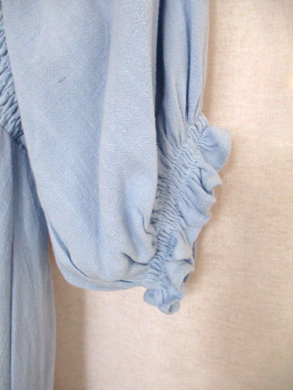 Sugarlips Dress XL Placid Blue Fully Lined Rayon & Linen Elastic Bodice & Sleeve