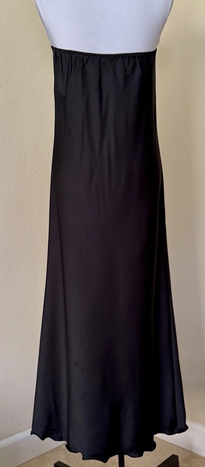 Vintage Full Slip Maxi Dress Long Strapless Gown Lace Scallop Trim 1960s M/L