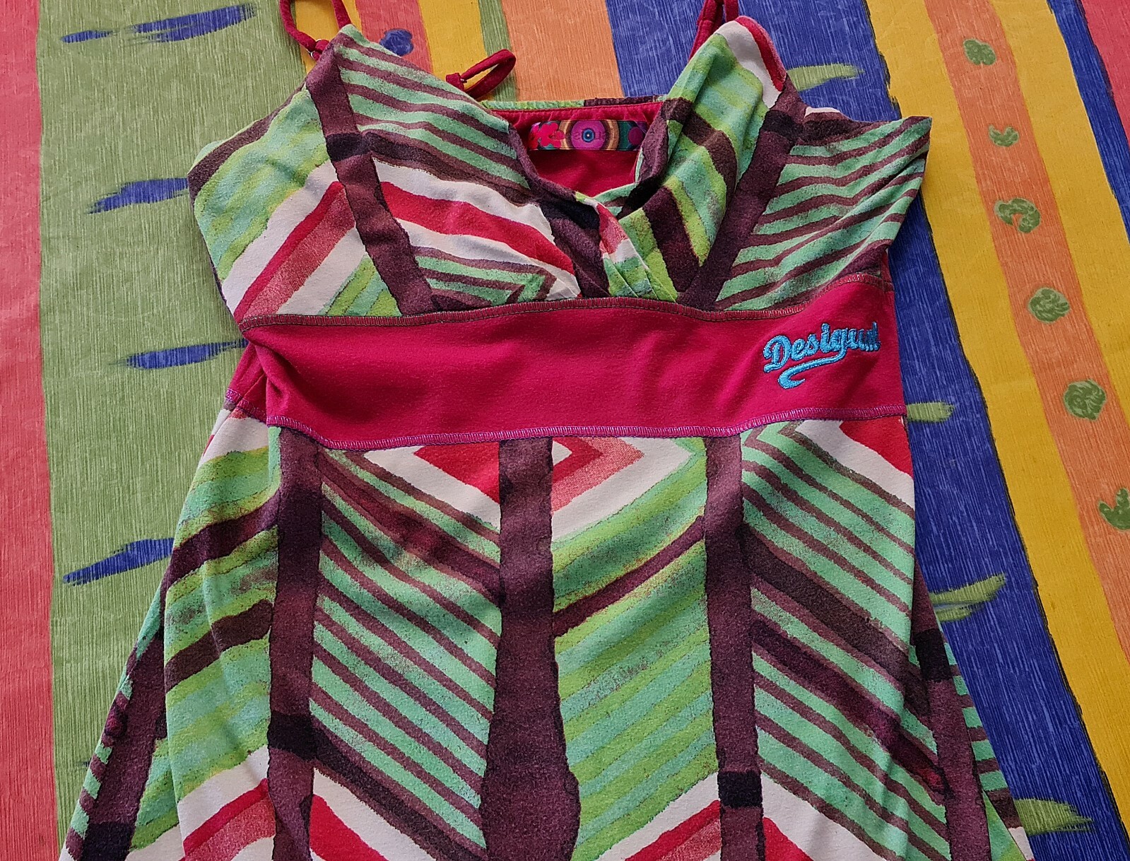 AUTHENTIC DESIGUAL GEOMETRIC LOGO EMBROIDERY WOMENS DRESS SIZE US 12 EU 40 L