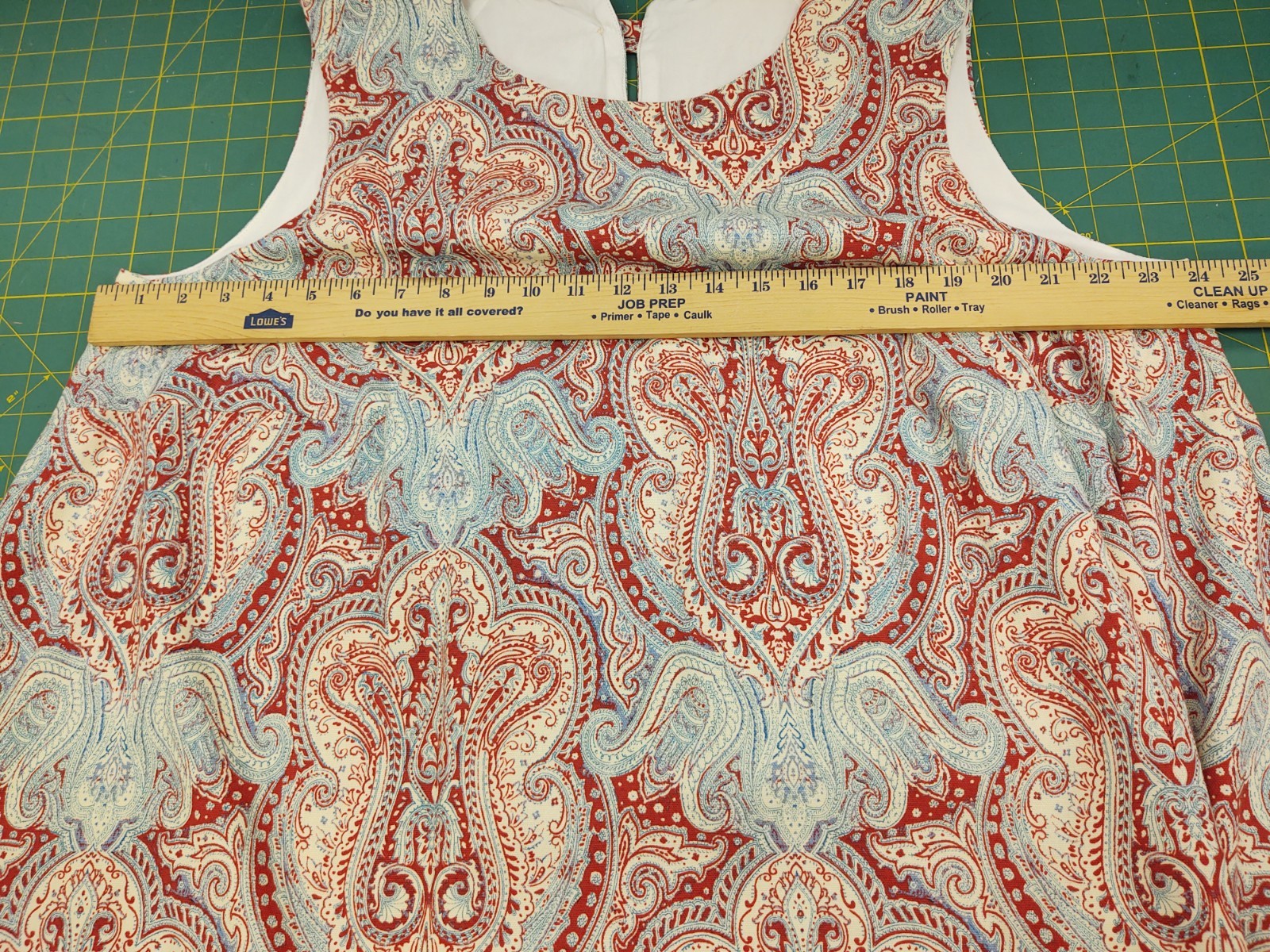 Handmade Viki Sews Pattern Swing Lined Tunic Red Blue Paisley Dress Size 18/20