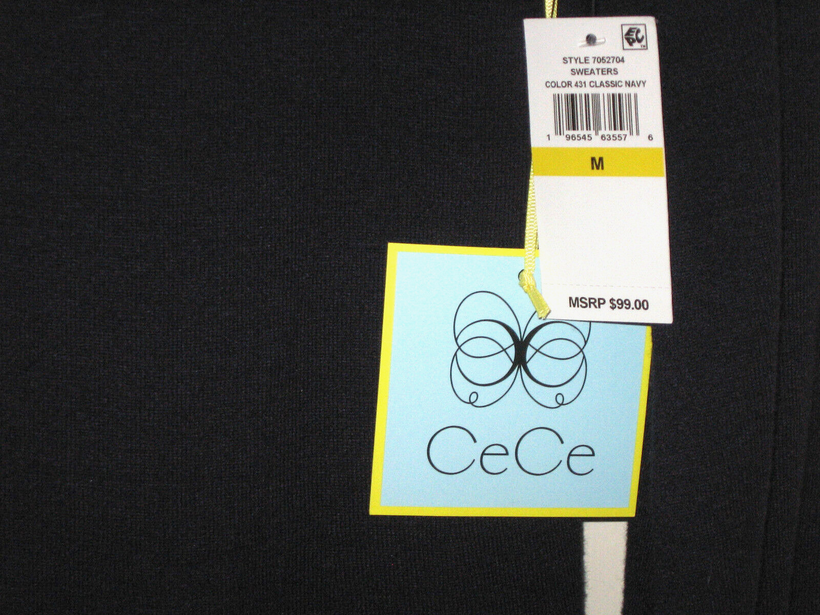 NEW CeCe RUFFLED NECK CUFFS KNIT SWEATER DRESS SZ M NAVY BLUE NWT $99