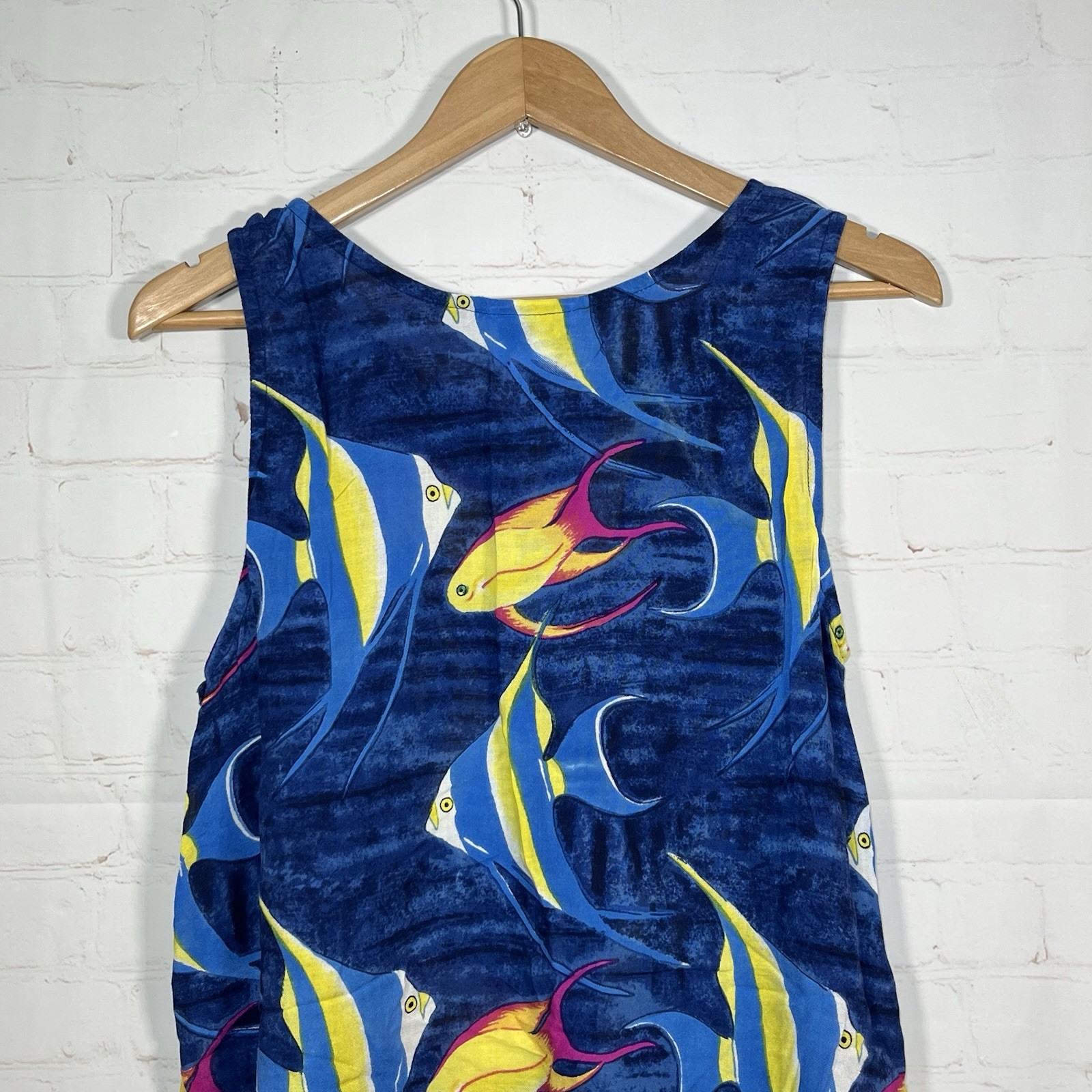 Palm Harbour Fish All Over Print Lightweight Tank Dress Size Medium Multicolor