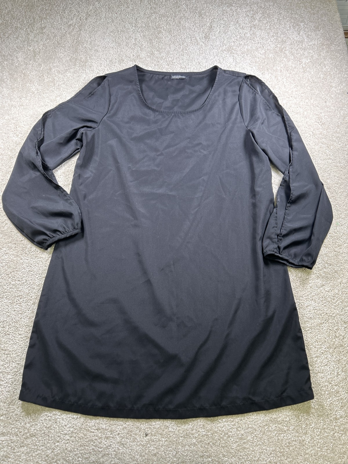 JustFashionNow Dress Womens 2XL Black Long Sleeve Shift Knee Length Cotton Blend
