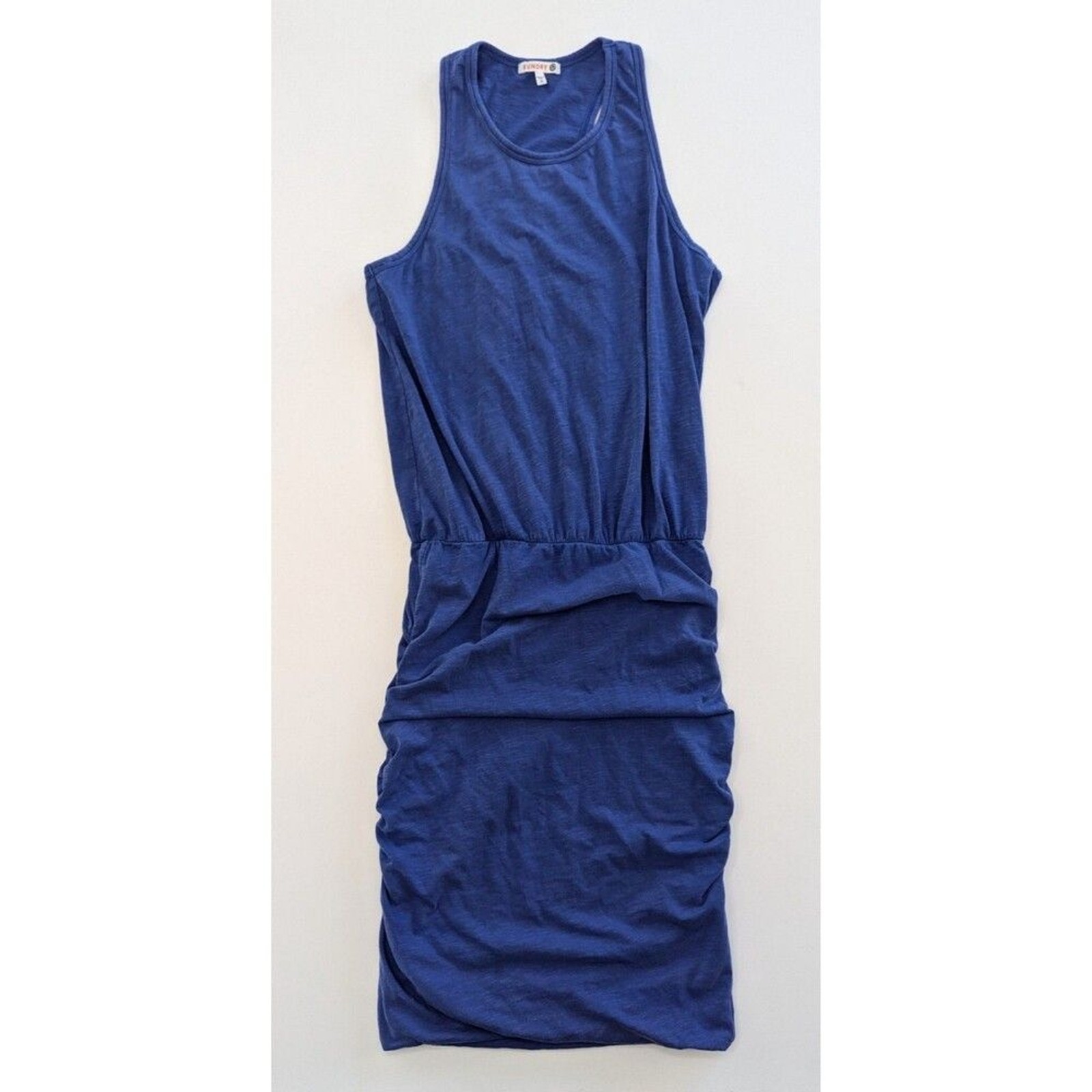 Sundry Dress Women’s Size 2 M Blue Ruched Sleeveless Cotton Racerback