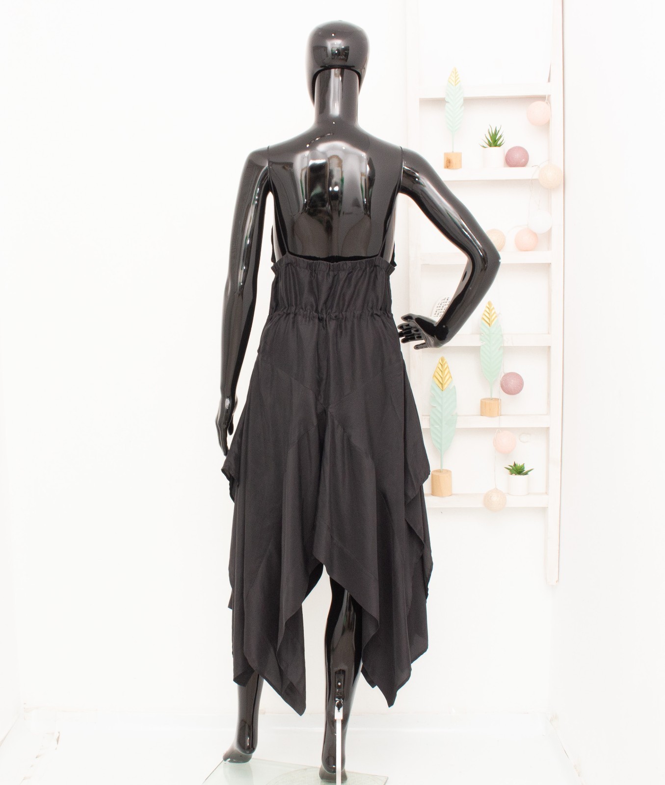 Filippa K Silk Dress Black Asymmetric Draped Sleeveless Fit&Flare Dress M