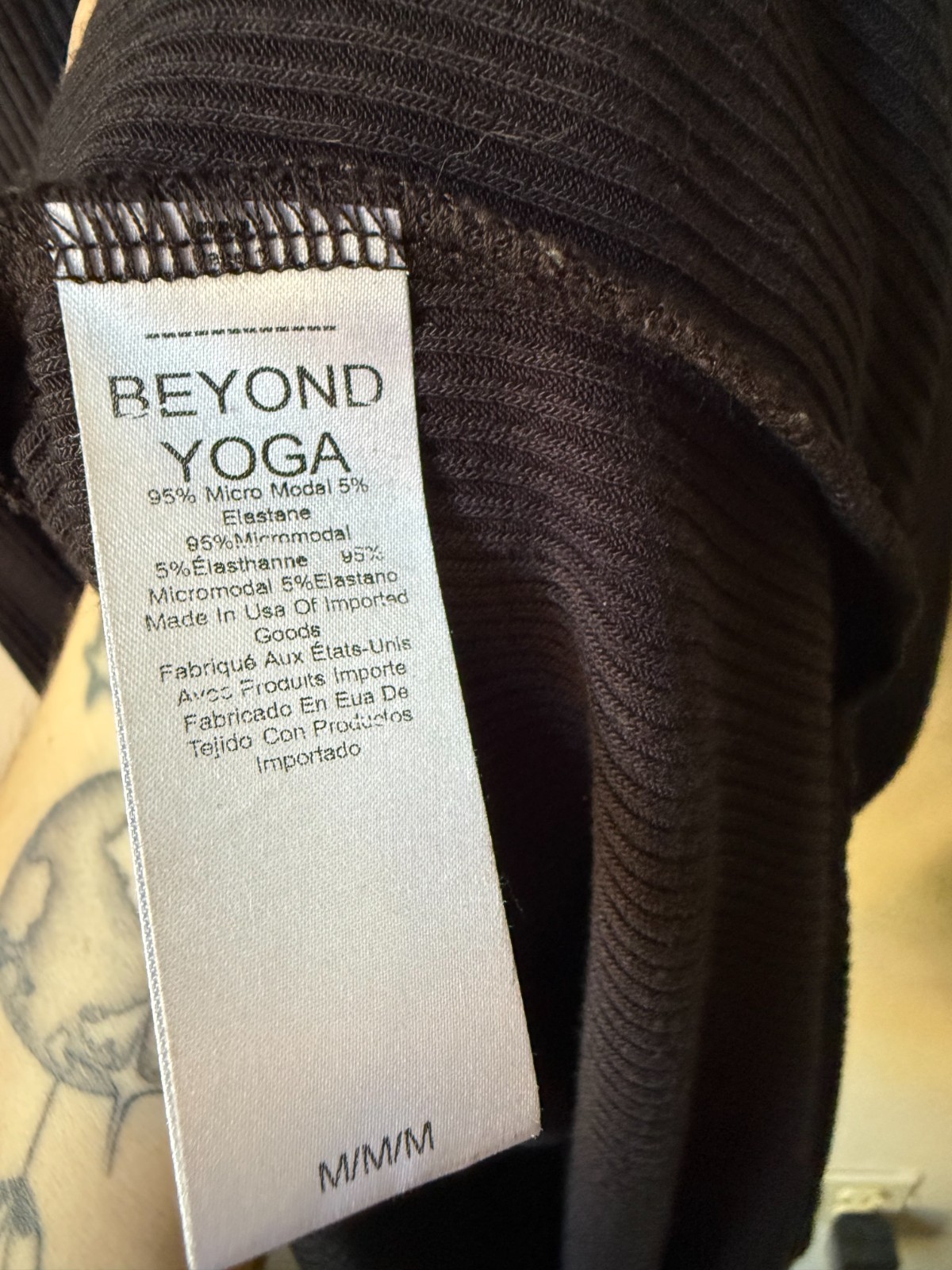 Beyond Yoga Contours Dress M Black Ribbed Modal Midi Long Sleeve USA EUC