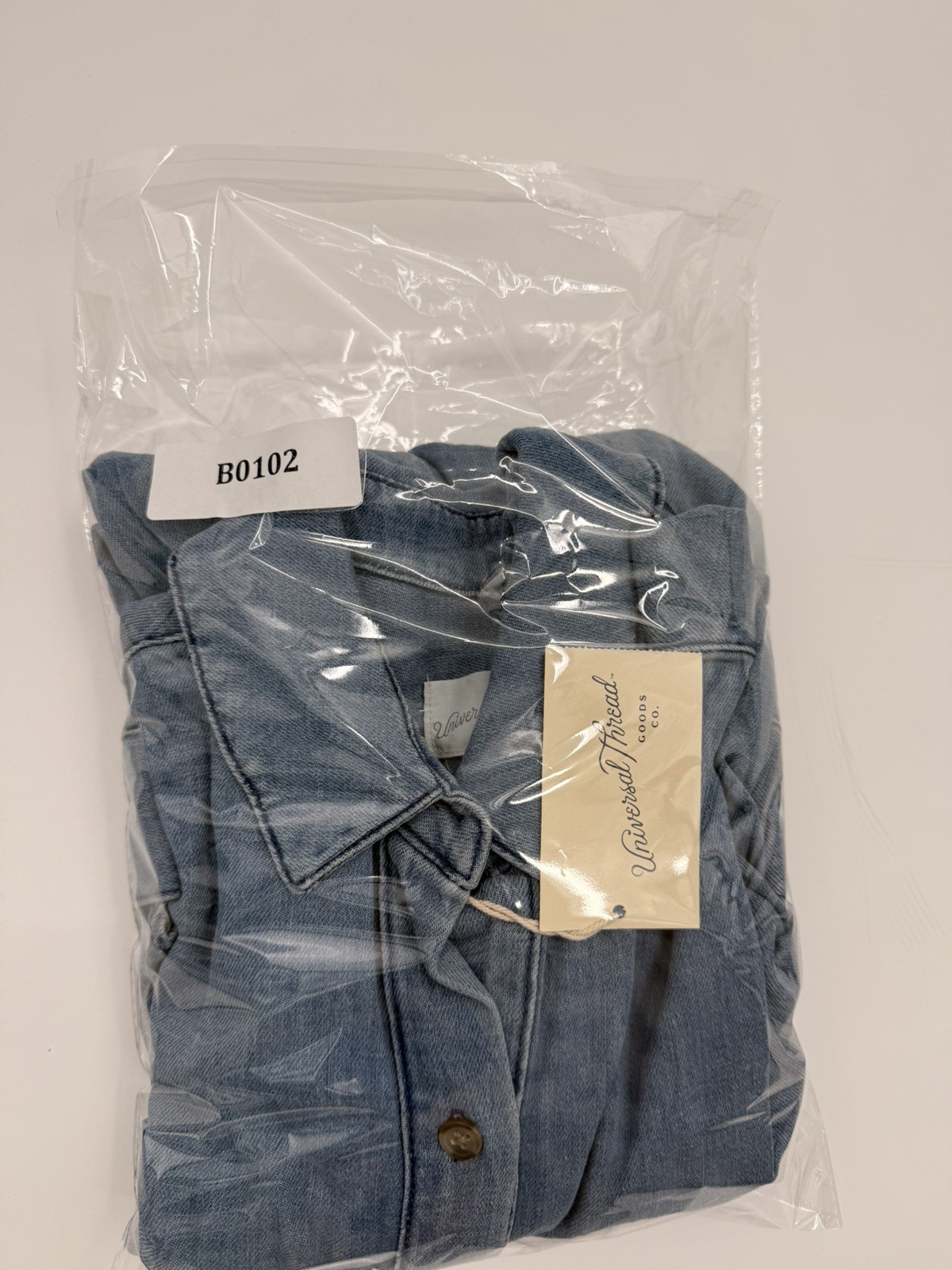 NWT Universal Thread Chambray Shirt Dress M Light Blue Wash Oversized Button