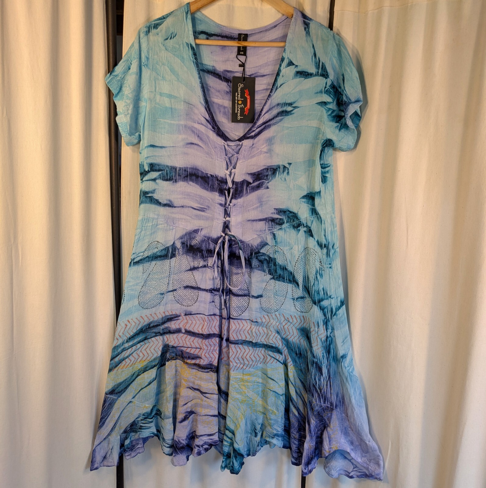 NWT Sacred Threads Tie Dye Boho hippie rayon Dress One Size