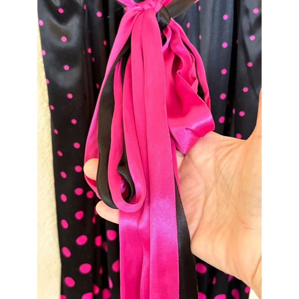 Y2k Ruby Rox Babydoll Mini Dress M Satin Black Pink Polk Dots Fairy Whimsigoth