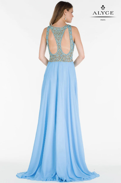 NWT Alyce Paris Gold Beaded Cutout Back Gown Dress Sz 000 White Sweep Train