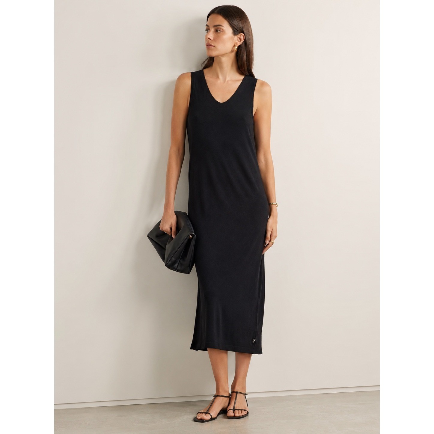 Horny Toad Womens Black Sleeveless V-Neck Midi Tank Dress NWT