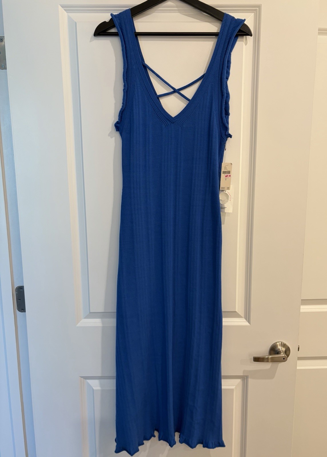 NWT Anthropologie Daily Practice Azure Sapphire stretch Knit midi dress M