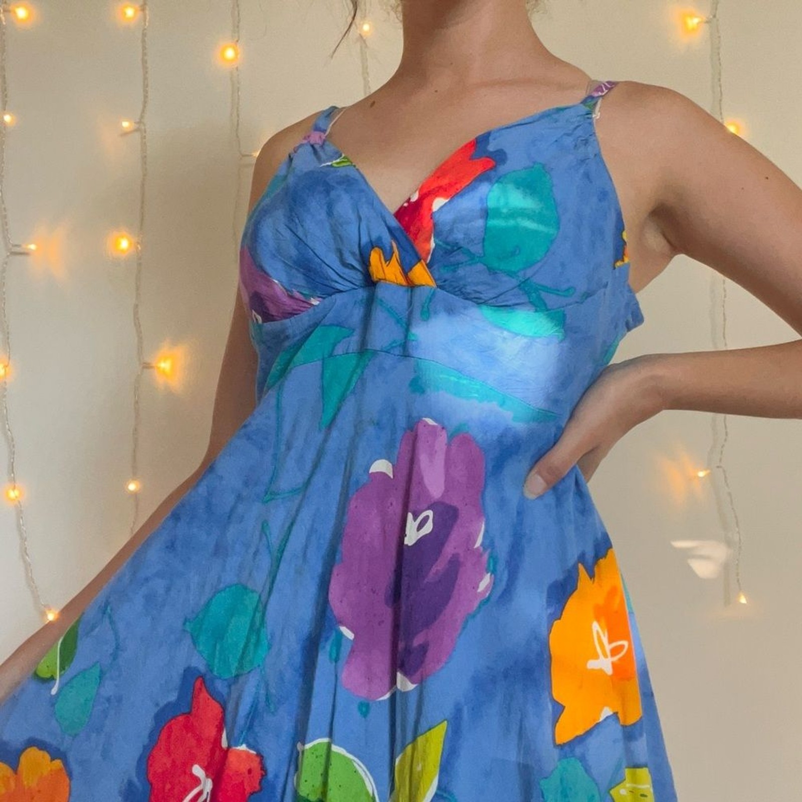 Gorgeous bright colored large print floral summer dress