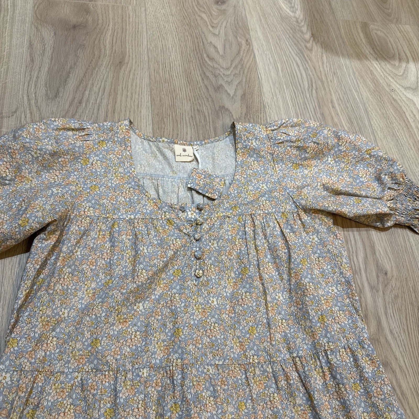Size XS NWOT Oak Meadow Floral Midi Dress Holly Bonnie Blue Sold Out Cottagecore