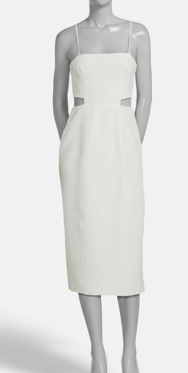 A. L.C. Women’s White Dalton Cutout Sheath MIDI Dress Size 8